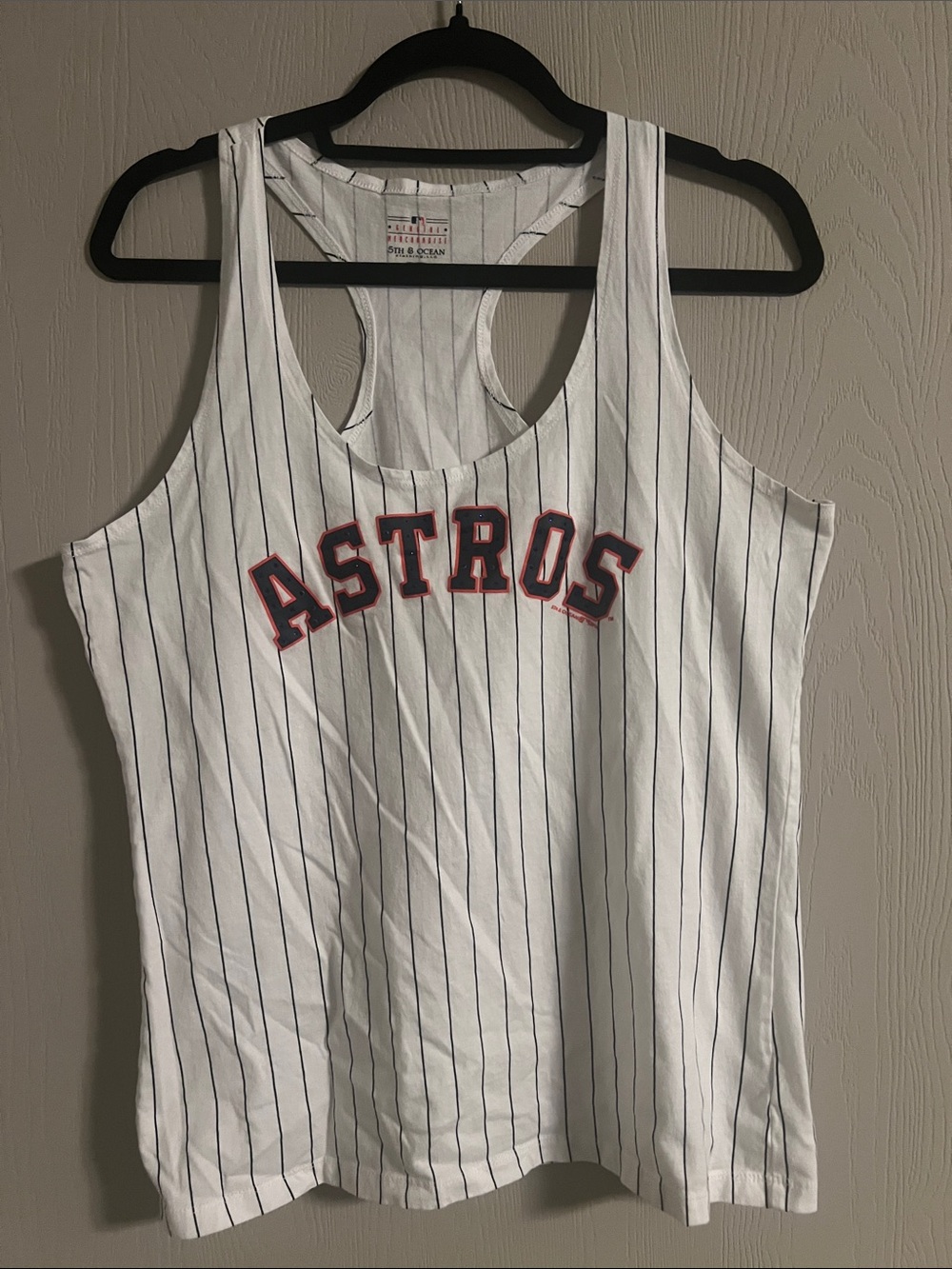 Astros Tank Top with Navy Pinstripes 100% Cotton Size XL